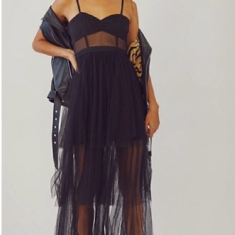 Fame and Partners Black Babydoll Dress with Sweetheart Neckline